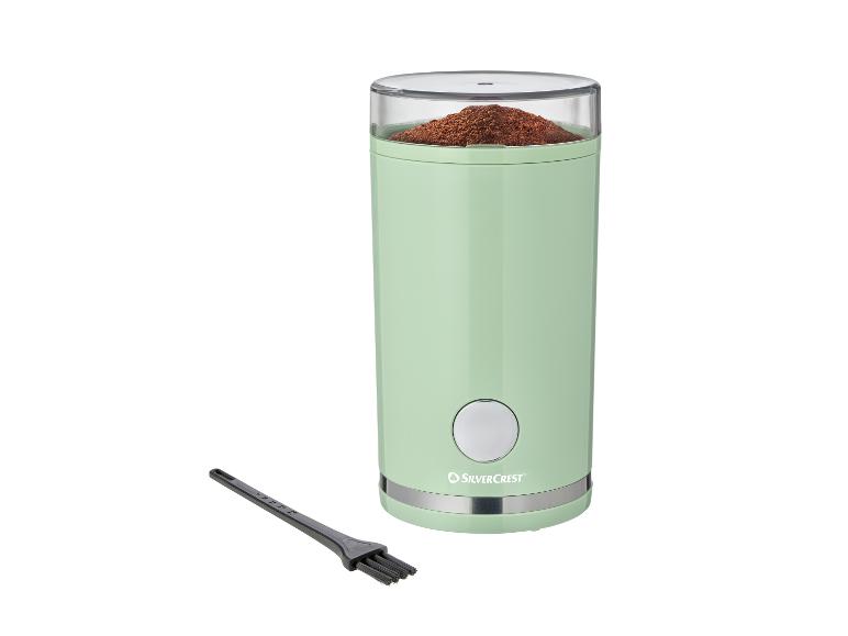 Moulin à café électrique vert menthe avec café moulu et brosse de nettoyage