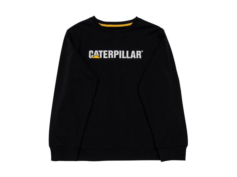 Sweat-shirt noir avec texte blanc et détail jaune