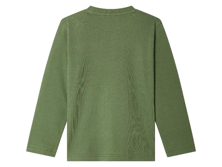 Chemise verte olive à manches longues en tissu gaufré.