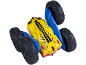Voiture jouet pour enfants jaune et bleue avec de grands pneus noirs