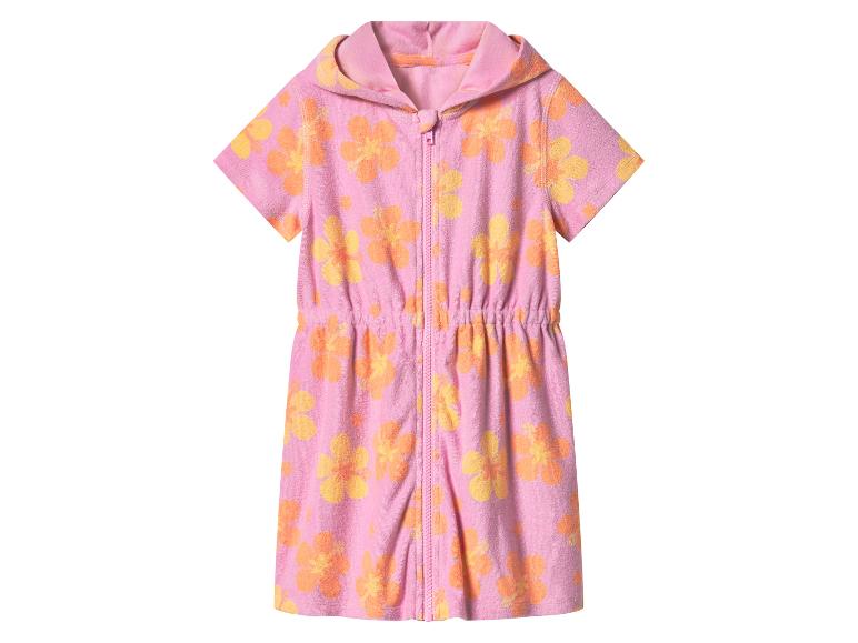 Robe de plage rose pour enfant avec capuche et motif floral