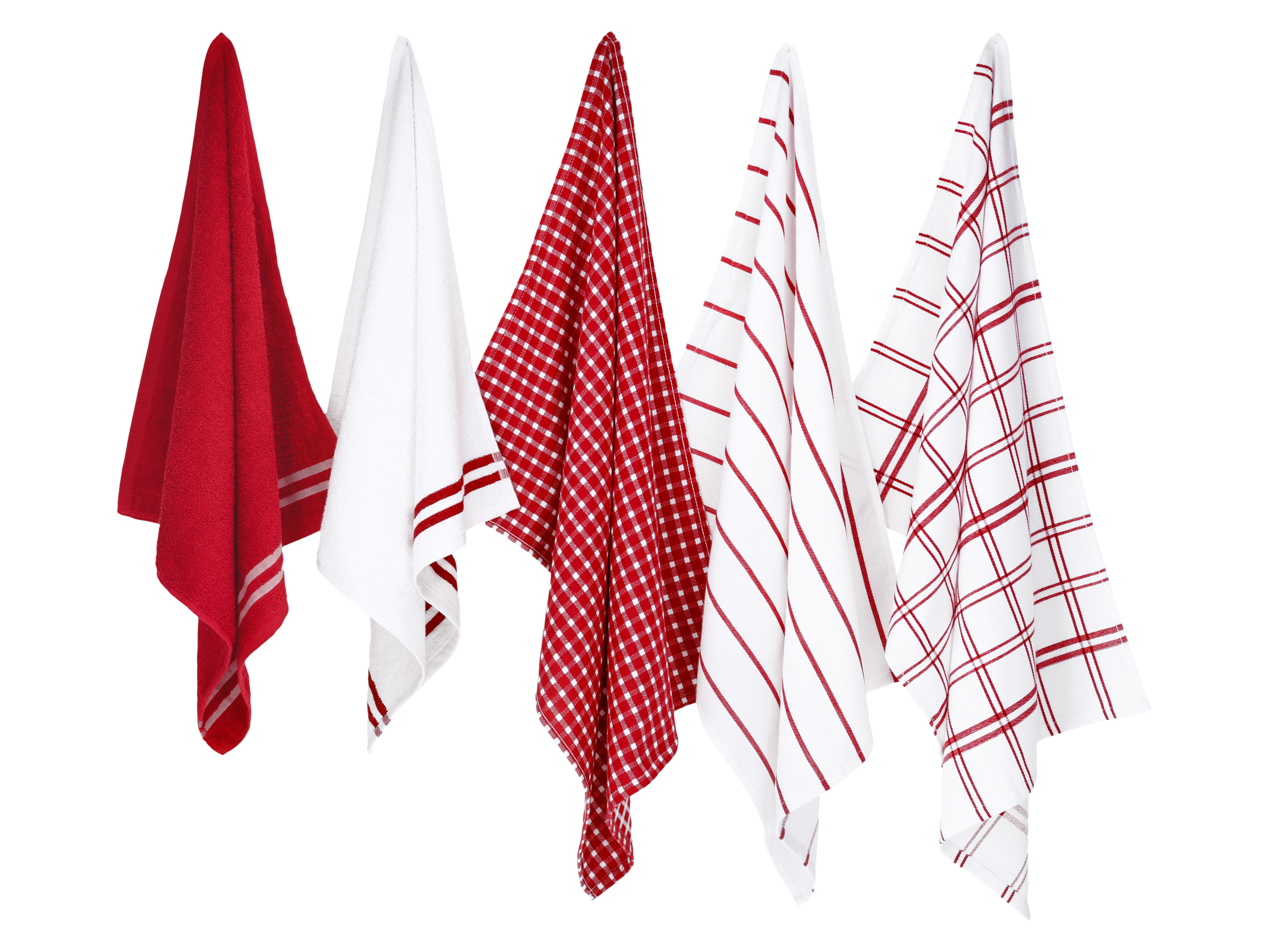W5 Set de 5 torchons de cuisine (rouge/gris)