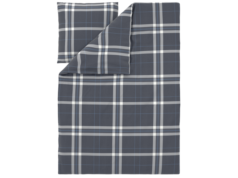 Parure de lit à carreaux gris avec taie d'oreiller et housse de couette