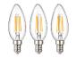 Trois ampoules LED à filament, type flamme, avec culot E14