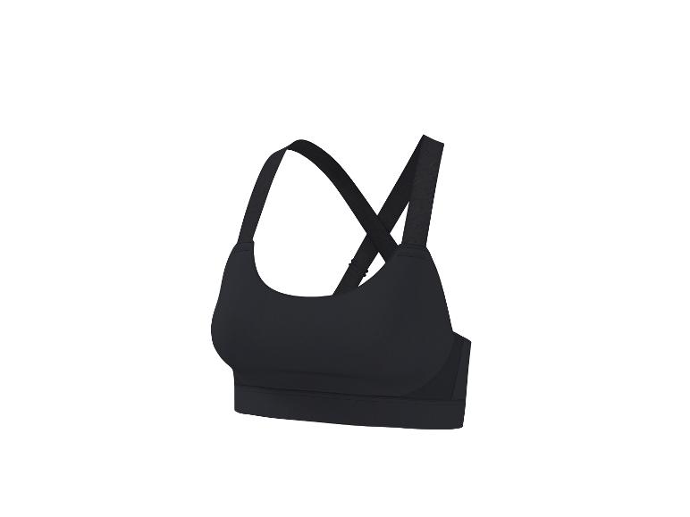 Soutien-gorge de sport noir à bretelles croisées.