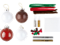 Kit de bricolage de Noël avec boules, chenilles, paillettes, pompons et marqueurs.