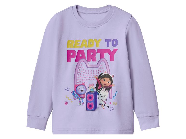 Sweat-shirt enfant violet avec le texte 'READY TO PARTY' et les personnages de Gabby's Dollhouse.