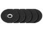 Lot de cinq disques abrasifs noirs pour meulage.