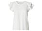 T-shirt blanc pour femme avec manches à volants