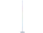 Lampadaire fin et droit avec éclairage LED coloré.