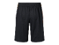 Shorts de sport noirs avec des détails orange.