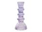 Un vase en verre violet avec un design cannelé.
