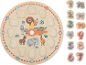 Horloge d'apprentissage en bois avec animaux de la jungle et chiffres puzzle.