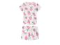 Pyjama enfant avec imprimé chiots et cœurs, blanc avec rose et bleu.