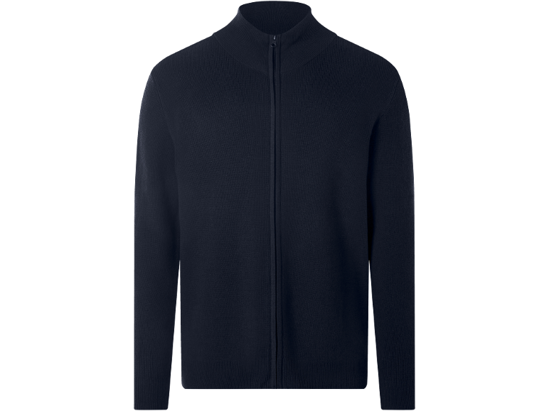 Gilet en maille bleu foncé pour homme avec fermeture éclair