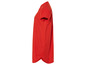 Une robe courte en coton rouge avec des manches courtes.