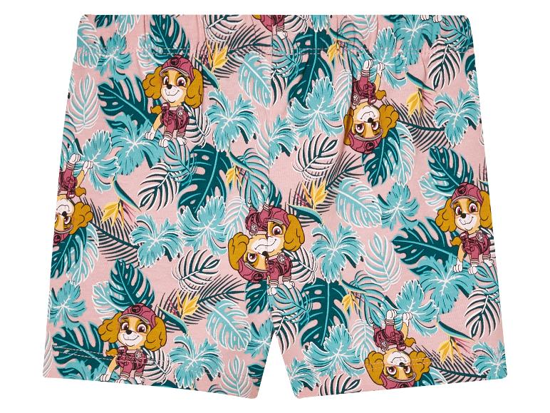 Shorts rose à motif tropical et Skye de Pat' Patrouille.