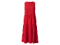 Robe midi rouge sans manches avec jupe à volants.