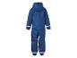 Combinaison de pluie bleue pour enfants avec capuche et détails réfléchissants, vue arrière.