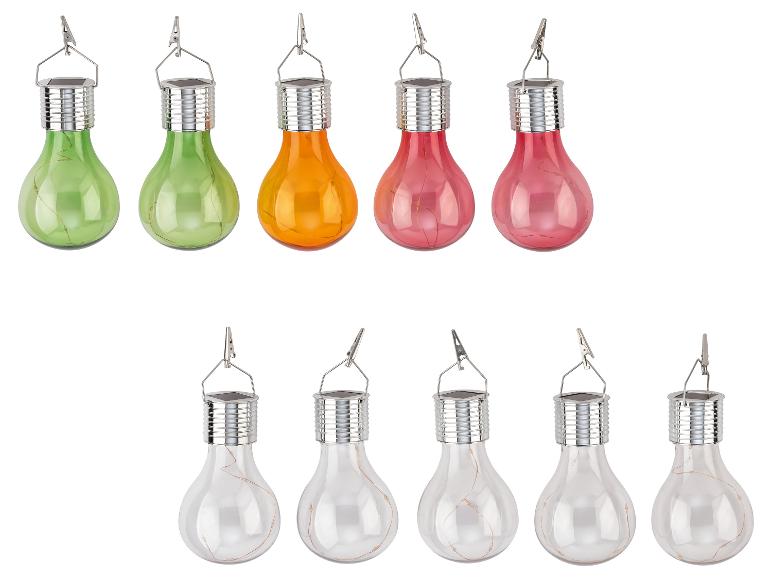 Lot de 12 lampes solaires en forme d'ampoule de différentes couleurs