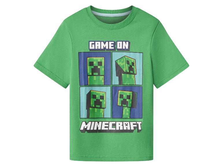 T-shirt enfant vert Minecraft avec imprimé Creeper et texte « GAME ON »