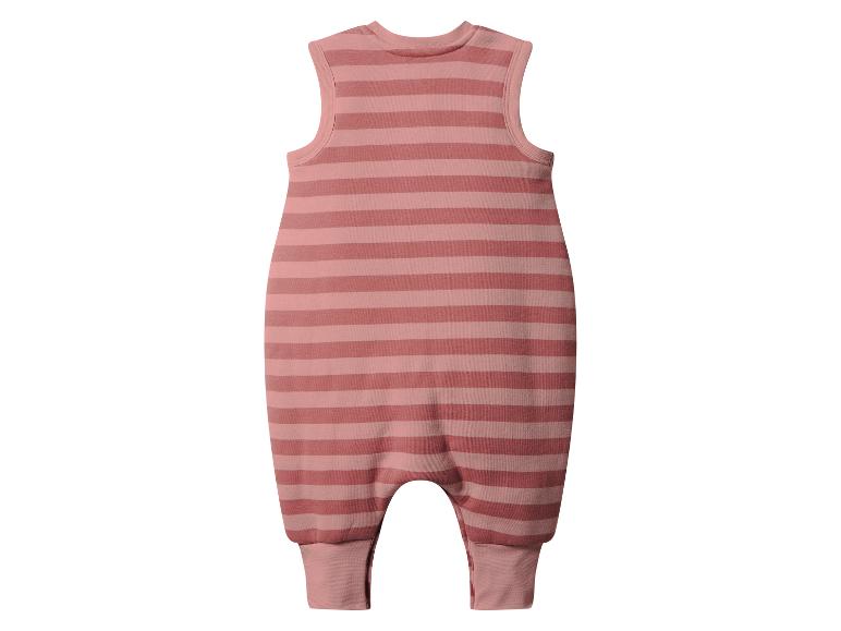 Combinaison bébé rayée rose et blanc.