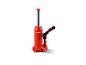 Un cric hydraulique rouge avec un long levier, de la marque Ultimate Speed.