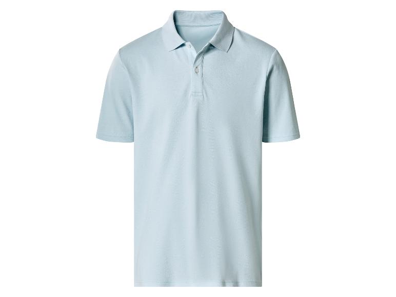 Polo homme bleu clair à manches courtes.