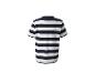 T-shirt rayé blanc et bleu marine à manches courtes pour homme, vue arrière.