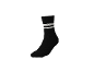 Chaussette noire avec deux rayures blanches en haut.