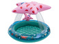 Piscine gonflable avec parasol en forme d'étoile et imprimé d'animaux marins.