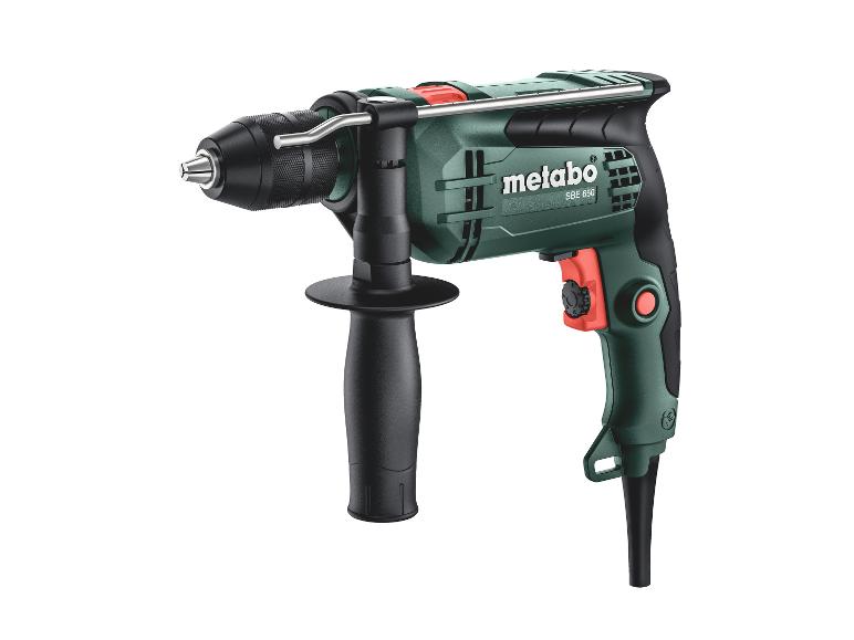 Perceuse à percussion Metabo SBE 650 verte et noire avec poignée auxiliaire