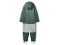 Combinaison imperméable pour enfants en vert et vert clair, vue de dos.