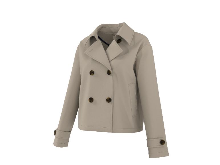 Manteau court beige pour femme avec double boutonnage et boutons marron
