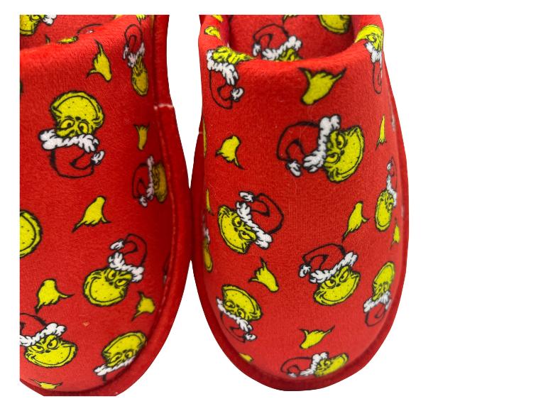 Pantoufles rouges avec motif Grinch de Noël