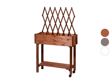 dobar Jardinière surélevée à roulettes avec treillis, L 79 x l 28,5 x H130 cm