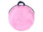 Sac de plage rond rose avec poignées bleues et fermeture éclair