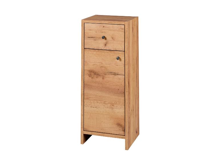 Armoire en bois avec tiroir et porte, couleur chêne clair.