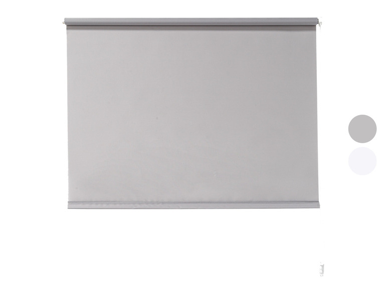 Store enrouleur gris avec cordon blanc