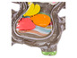 Un jouet gonflable en forme d'animal avec des jouets de bain en forme de fruits