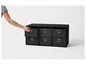 Une commode de rangement noire avec six tiroirs
