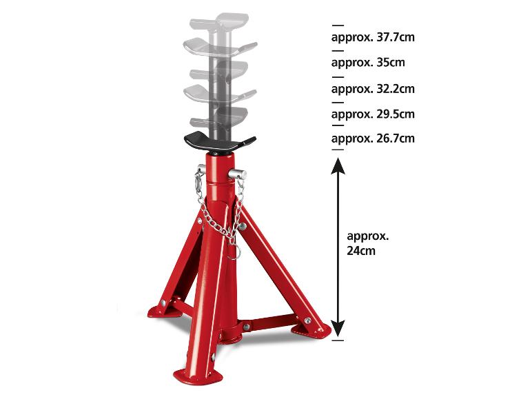 Chandelle rouge avec hauteur réglable d'environ 24 cm à environ 37,7 cm.