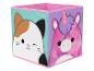 Boîte de rangement en tissu avec chat et licorne, motifs kawaii.
