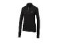 Haut de sport noir à manches longues avec fermeture éclair au cou et passe-pouces.