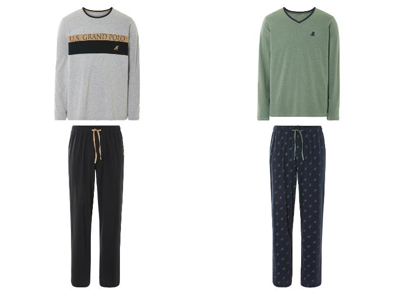 Deux ensembles de pyjamas, l'un avec un T-shirt U.S. Grand Polo et l'autre avec un haut vert à manches longues.