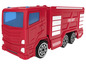 Un camion de pompiers rouge avec l'inscription 'FIRE DEPT'.