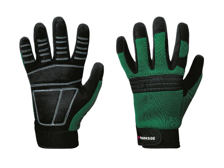 Gants de travail Parkside : noir et vert.
