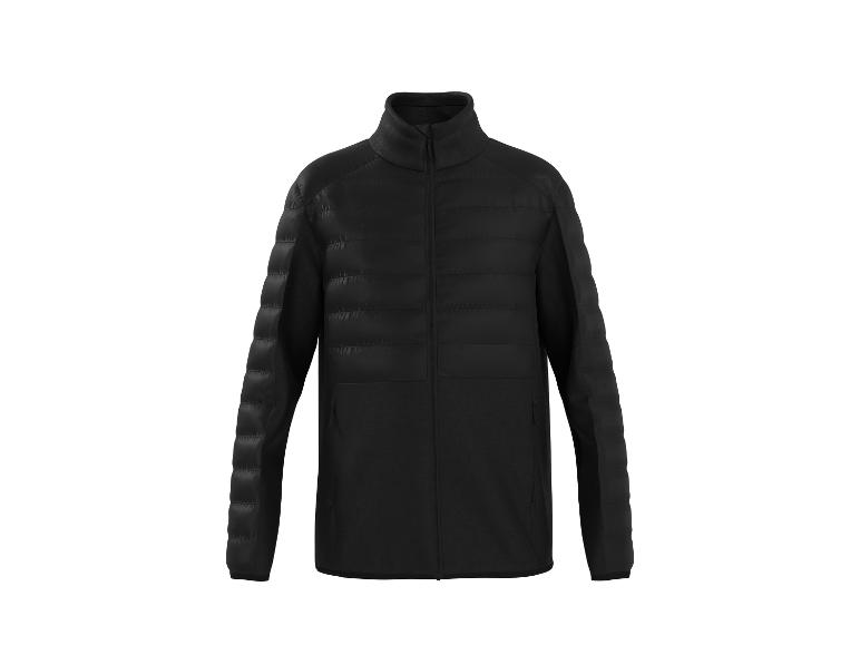 Veste matelassée noire pour homme avec col montant et fermeture éclair intégrale.