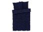 Une parure de lit bleu foncé avec un motif paisley.