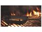 Poêle grill GSW Black Iron BBQ avec poisson sur grille au-dessus des flammes